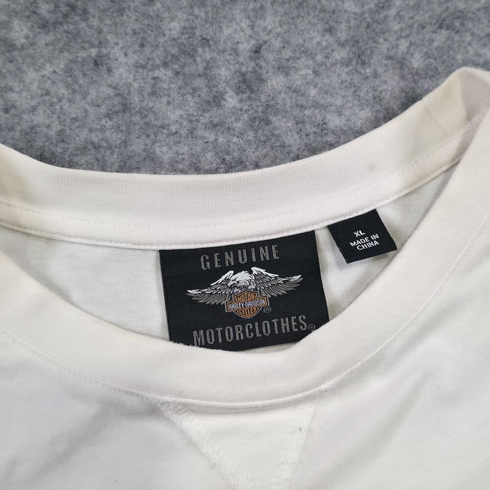 Harley Davidson Motorcycles T Shirt Mens XL White Vertical Stripe Bar Shield Tee - Picture 5 of 9